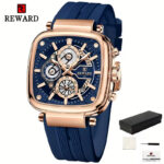 reward silicone square dial men's quartz watch square dial automatic date