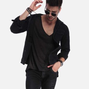 product_101 Player logo slim fit poplin shirt button-down in black
