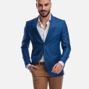 product_103 Suit jacket in blue with silver foil lightning bolt print