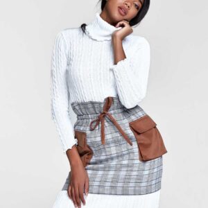 Co-ord knitted wide leg trouser in waffle stitch in camel