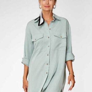 product_40 Long sleeve cable knit with open back and tie detail in forest green